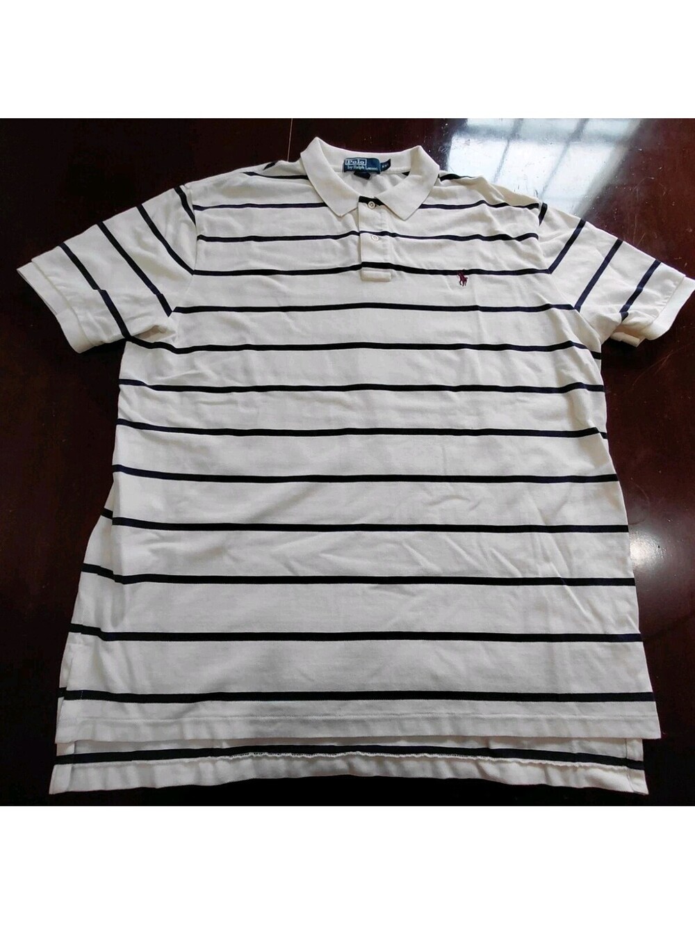 Polo Ralph Lauren Polo Shirt Mens XXL Striped Short Sleeve Blue Navy White